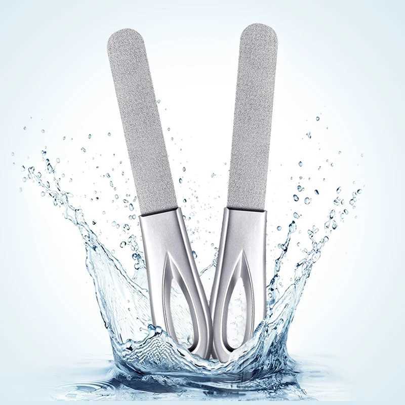 1 professional stainless steel nail file double-sided folding grinding rod manual foot massage nail art tool nail file W240829