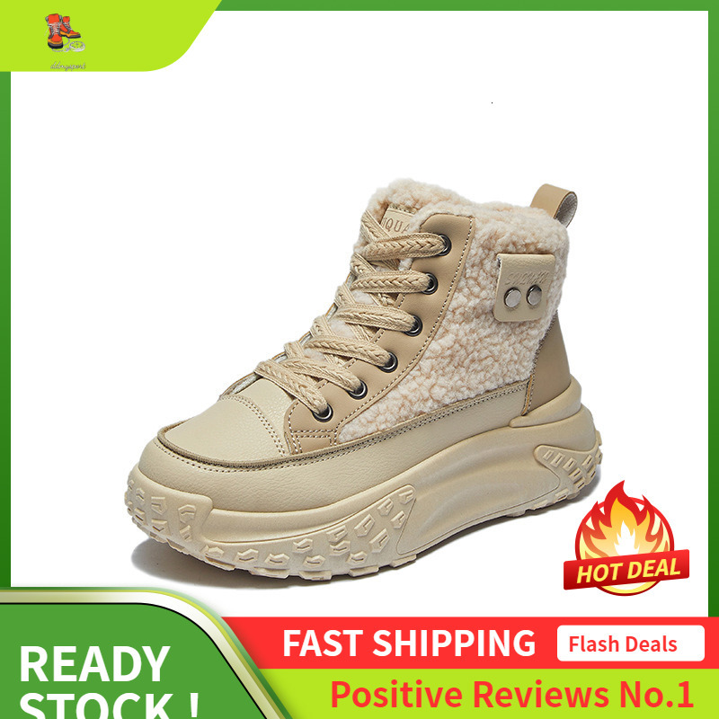 Ddmysports Winter Plush Igh Top White Shoes New Korean Edition Ins Female Students Eight Increase Exercise Warm Leisure K OUTDOOR