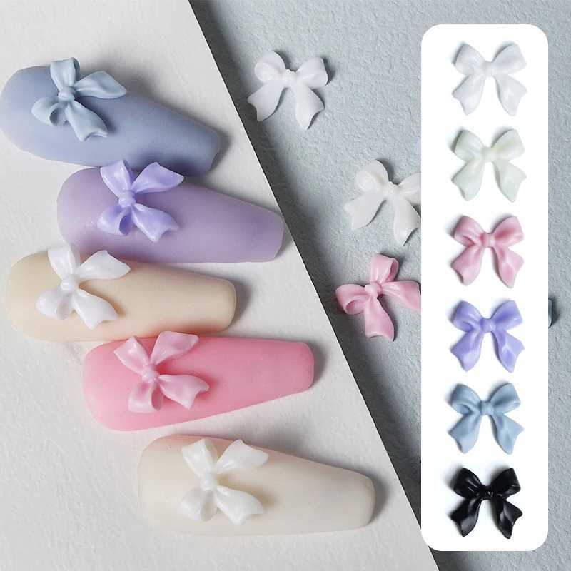 6 Grid Ribbon Bow Nail Charm Decoration 6 Color Long Bow Knot Decoration Kawaii Nail Products Professional Accessories W240829