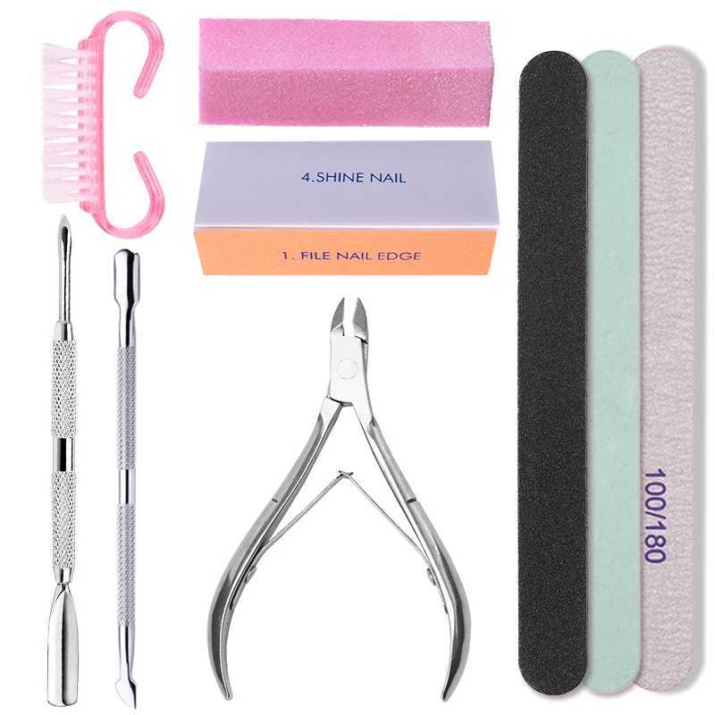 Basic Nail Tool Kit Durable Polishing Sanding Nail Friction File Polishing Stainless Steel Dead Skin Pushing Hands Keratin Pliers W240829