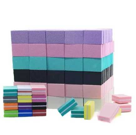 50Pc professional mini nail art buffer 100/180 sandpaper manual care file sanding polishing nail file grinding equipment tools W240829