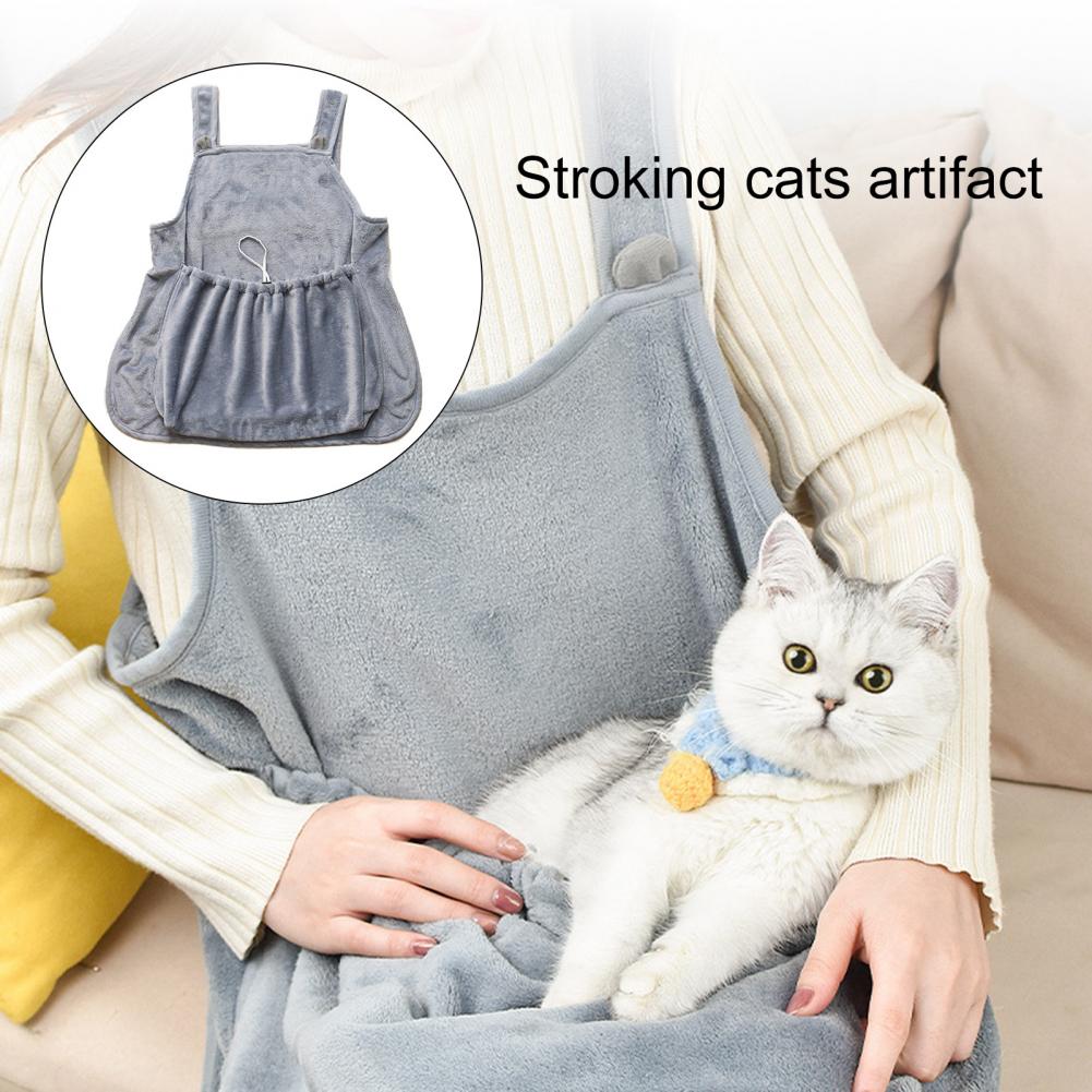 Pet Carrier Apron Cat Carrier Pouch Pet Daily Accessory Retractable Opening Buckle Strong Load Bearing Big Space Escape-proof Pl