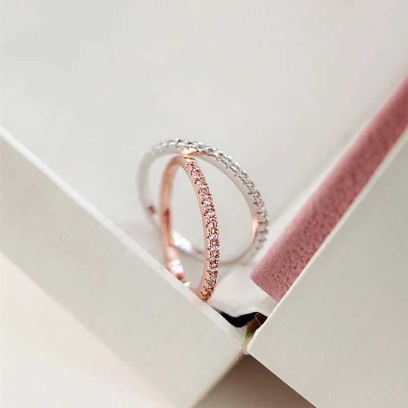 1.5mm Thin Semi Eternal CZ Stackable Ring Wedding Ring W240829