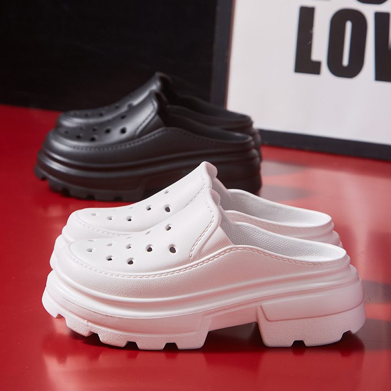 Comwarm Soft Thick Bottom Clogs Sandals Women Summer High Heels Shoes Fashion Hole Shoes Outdoor Beach Slippers Garden Shoes