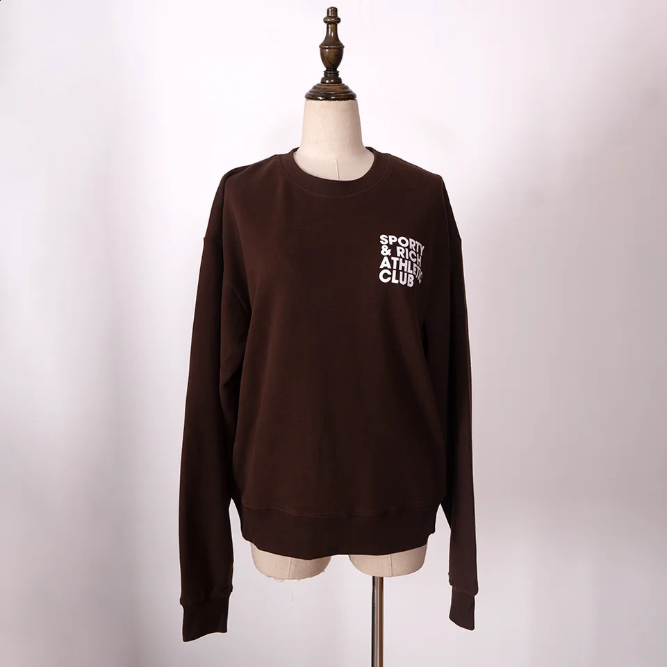 ZESSAM 5W253 Letter Graphic Print Sweatshirt Women ONeck Long Sleeve Sporty Female Pullover Vintage Casual Lady Top 240827