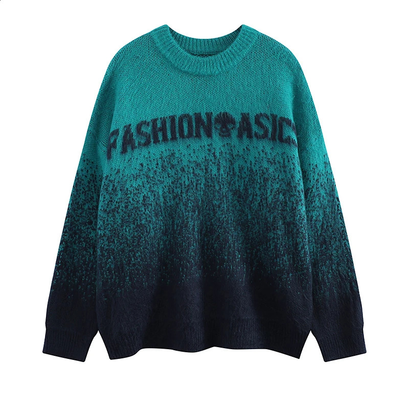 Mens Womens Autumn Winter Jacquard Street Clothing Loose Waist Hips Oversized Pullover Sweater Couple Knitted Top 240829