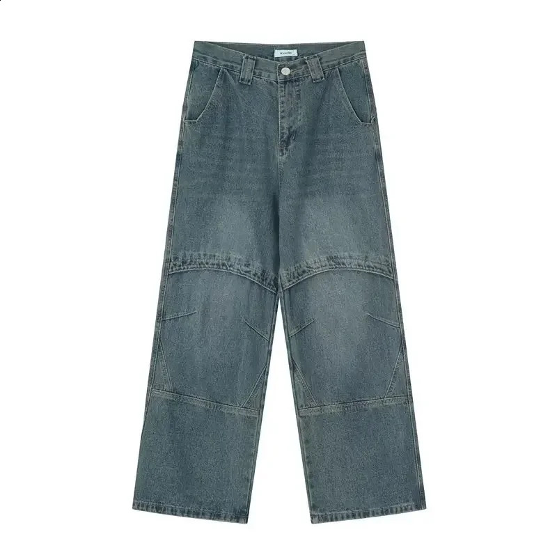 Original Trendy American Style High Street Straight-leg Jeans For Men Loose Fit Draped Sensibility Casual Scene 240829