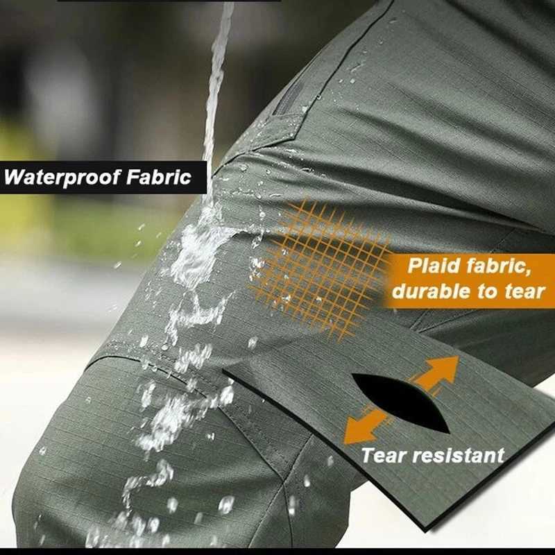 Mens waterproof cargo pants elastic multi pocket military mens Trouser outdoor jogging pants Plus size tactical pants W240829