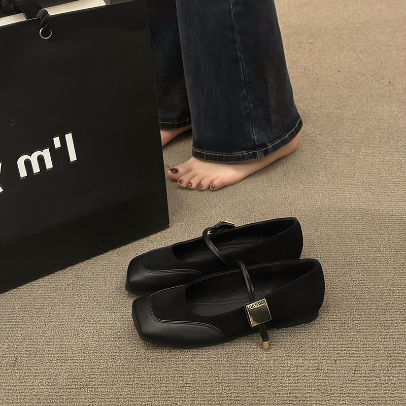 Women's Mary Jane Flats - Suede Square Toe Low Heels hot Pumps, Retro Casual Designer Shoes