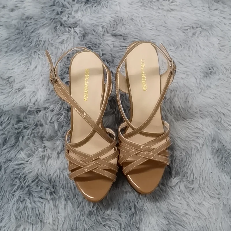LOSLANDIFEN 2024 NEW 14CM Platform High Heels Sandals Sexy Ankle Strap Open Toe Gladiator Party Dress Women Shoes Plus Size 44