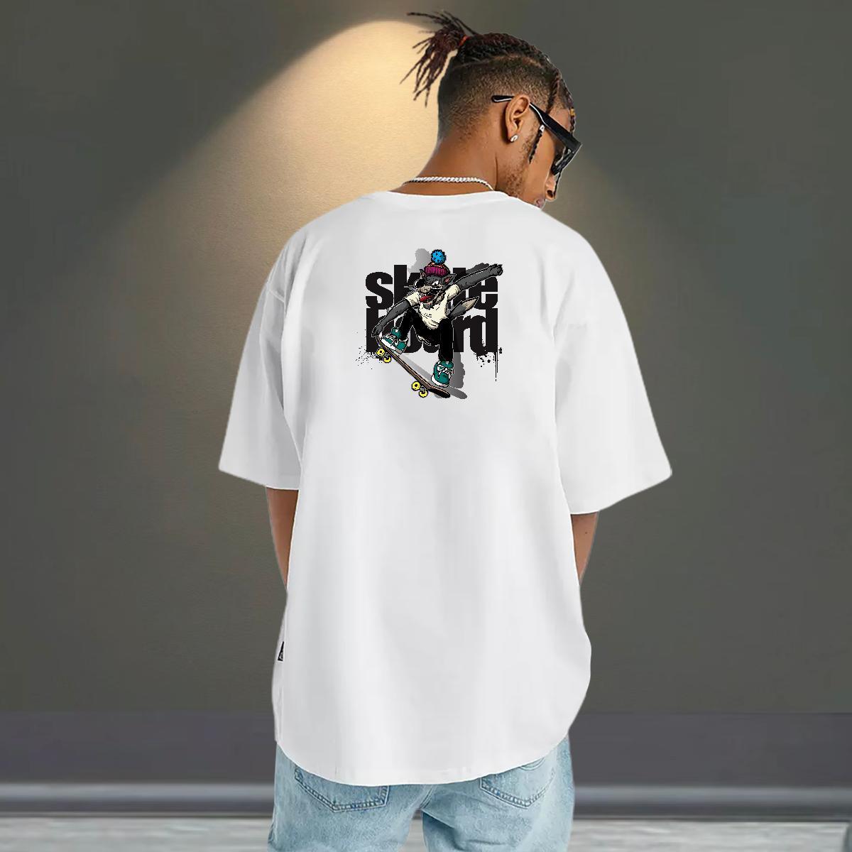 Loose Fit T shirt 100% Cotton 230g letter Casual Cartoon Print Breathable Mens Tshirts Custom Polos