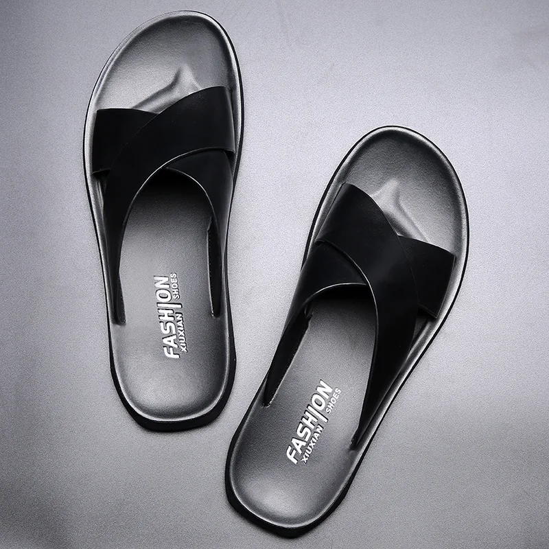 Big size Designer New Summer Fashion for Men Sandals Genuine Leather Simple Slipper Comfortable Cool Beach Shoes 5e7a Comtable 420