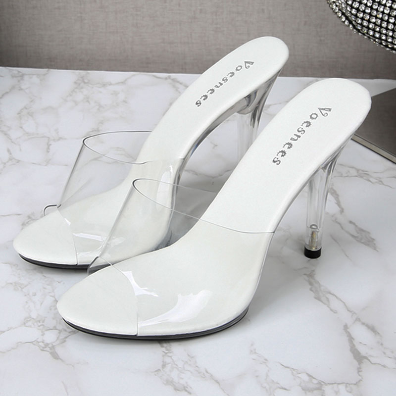 Fashion Transparent PVC Crystal Shoes 11CM Super High Heel Sandals Non-slip Platform Fish Mouth Women's Party Shoes Size 43