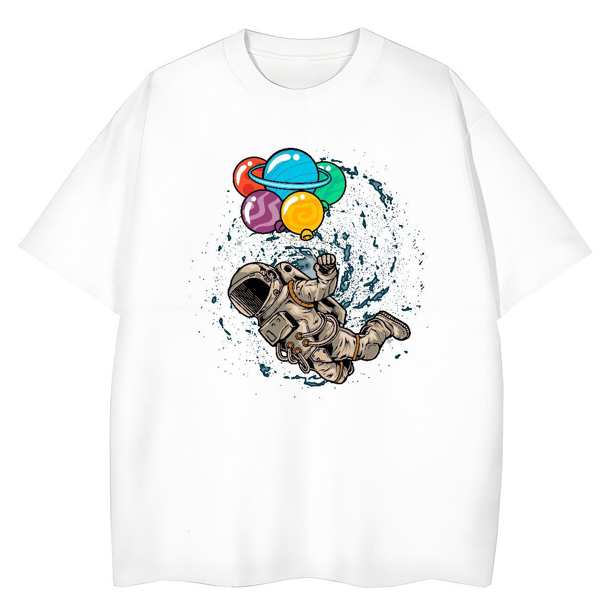 Loose fit Woman Tshirt 230g Pure Cotton spaceman Sports Casual Womens T Shirts Breathable Crew Neck Customized Print Clothings