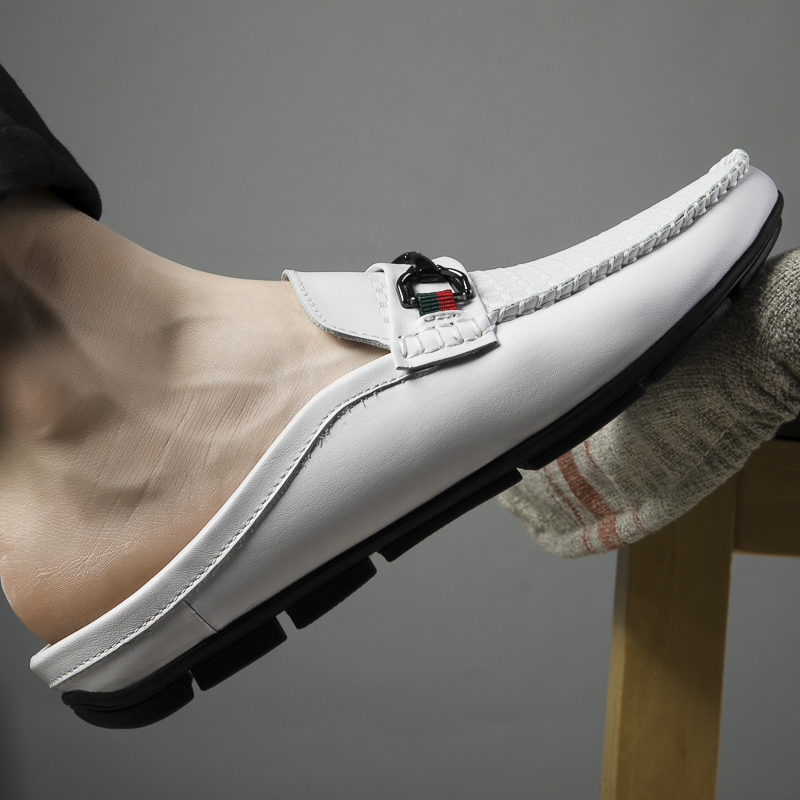 New Summer Business Men Genuine Leather Half Slippers Breathable Casual Outdoor Loafers Men's Shoes 0c8c 's