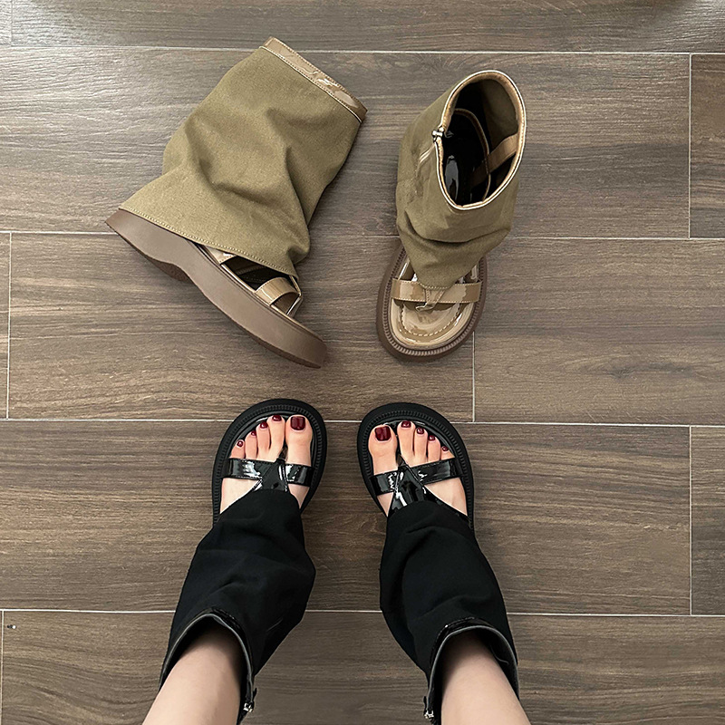 Soft Designer Leather Fashion Casual Open Toe Gladiator Wedges Outside Slippers Thick Sole Women Sandals 7e30 d27f