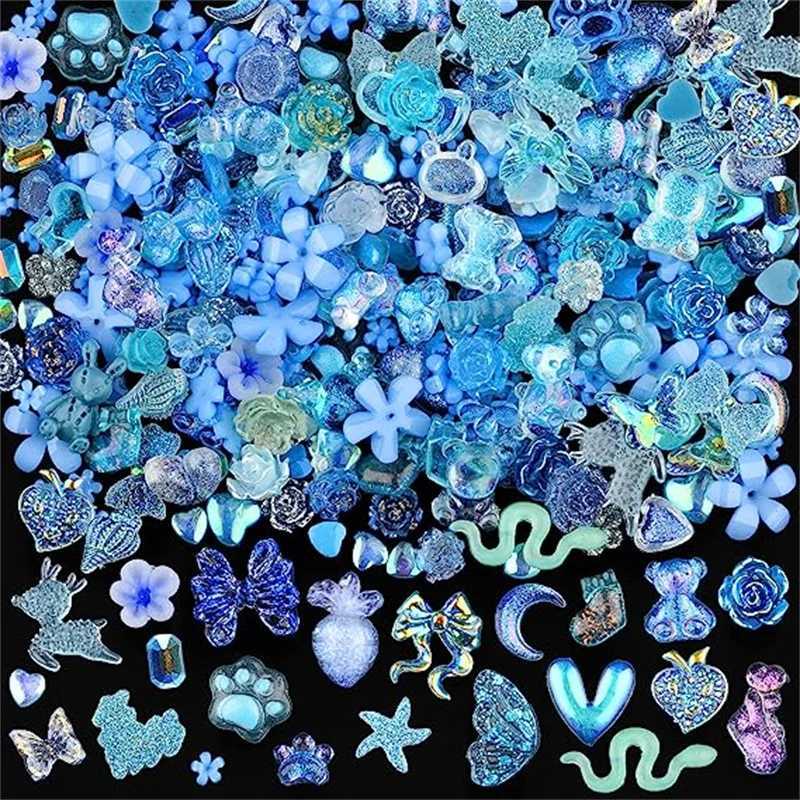 50 pieces of mixed Kawaii resin nail art charm 3D flower bow animal Rhinestone nail decoration DIY handmade professional supplies W240829