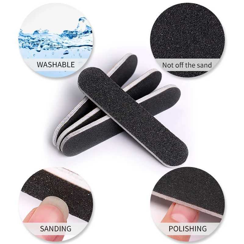 100/50/20/10/5/1 piece black professional mini nail file set washable frosted polished block nail art processing tool W240829