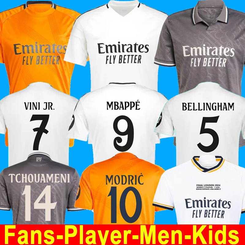 24 25 Mbappe madrids soccer jersey football shirt 2024 2025 BELLINGHAM VINI JR CAMAVINGA MODRIC RODRYGO Arda GuLer player version camiseta men kids kit uniforms