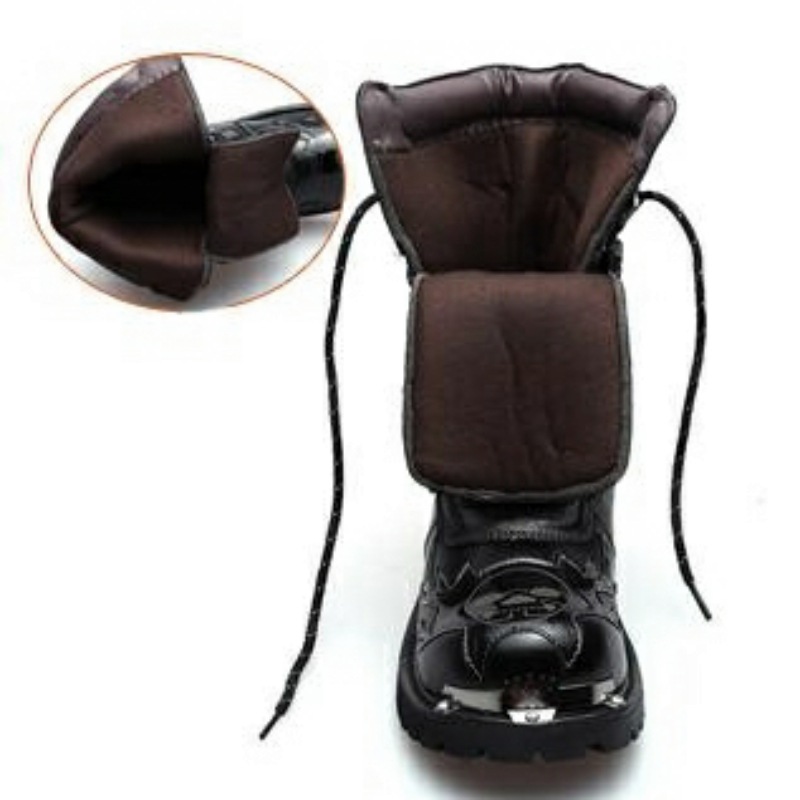 Men Winter Motorcycle 2022 New Fashion Mid-Calf Gothic Belt Punk Boots Men's PU Leather High Top Shoes Mens Plush Botas bf0a 's s