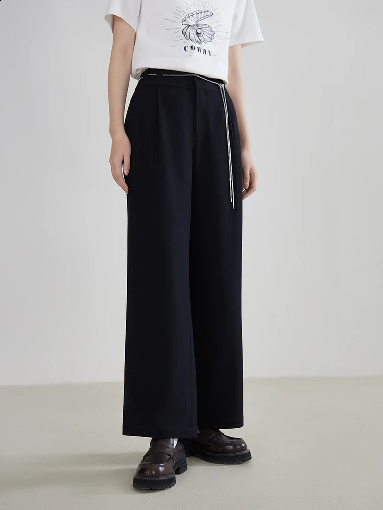 DUSHU Communicating Drape ultrathin straight pants for women in spring with a high waistband n and casual temperature Trouser 24DS81116 240827