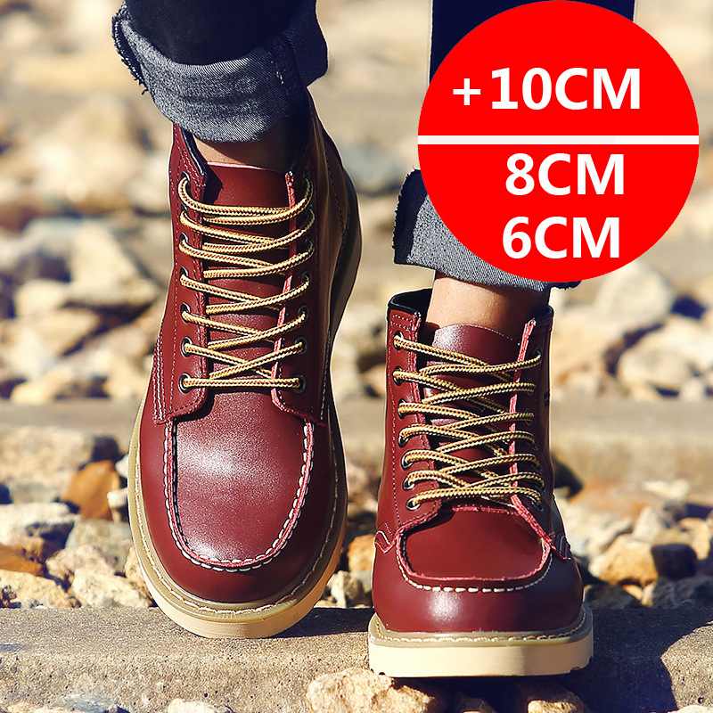 Men Elevator Hidden Heels Genuine Leather Heightening Shoes For Man Increase Insole 10Cm 8Cm 6Cm Warm Height Boots