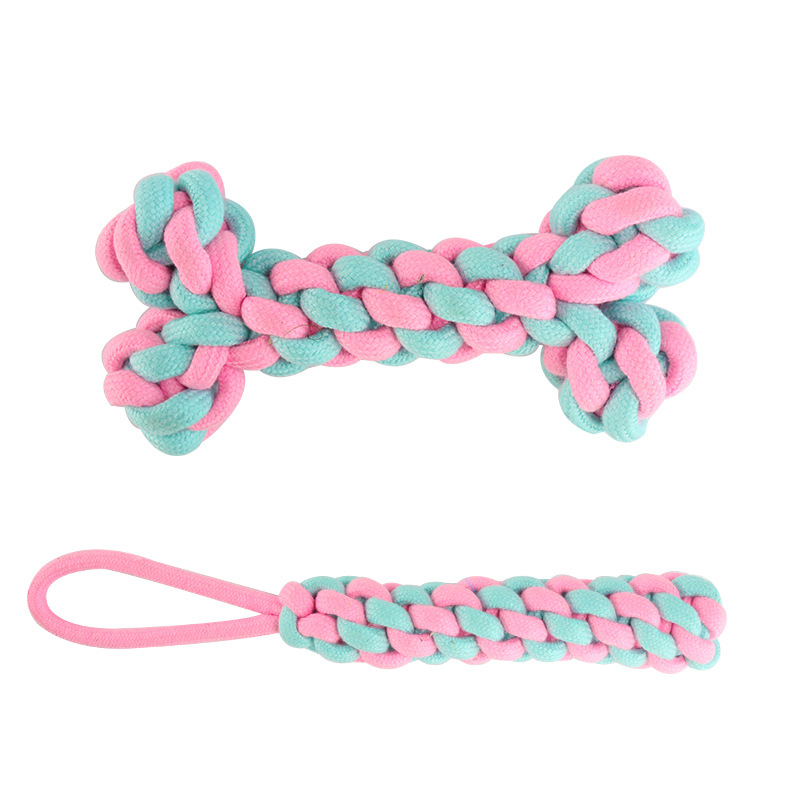 Pet Dog Chew Toy Powder Blue Cotton Rope Knot Toys Combination Bite Molar Interaction Puppy Teething Toys Pet Supplies
