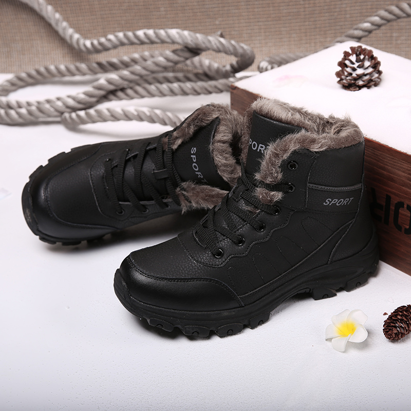 Men Snow Boots Waterproof Sneakers Super Warm Men's Boots Outdoor Anti-slip Male Hiking Boots Work Shoes Size 45 Mens Shoes