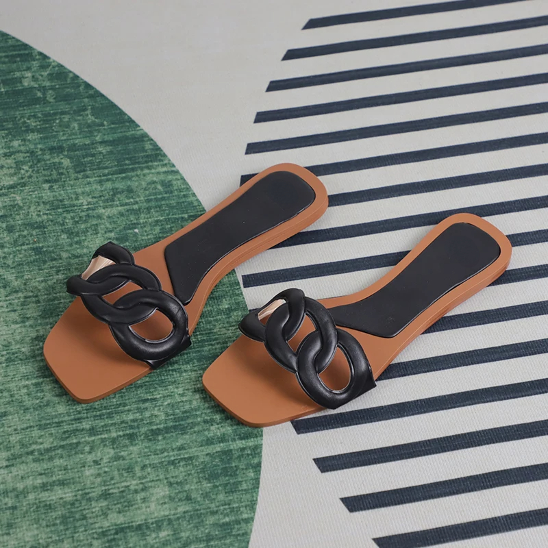 Summer Slippers Women Luxury Brand Shoes Flat Heels Outside Leisure Beach Slides for Ladies Breathable Hollow Woman Flip Flops