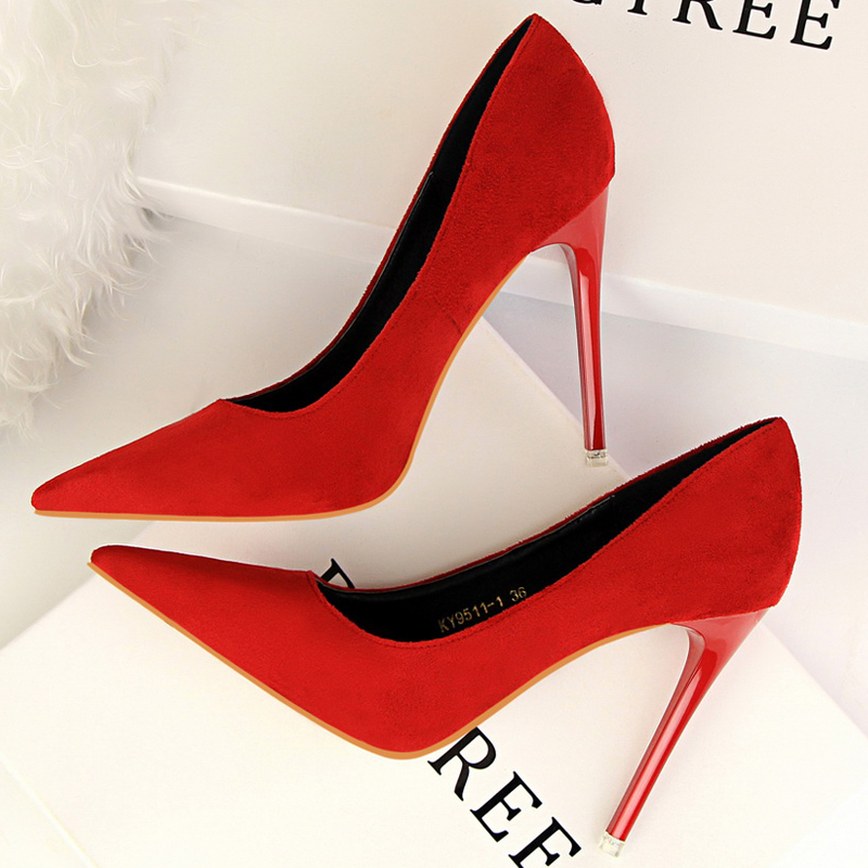 BIGTREE Shoes Classic High Heels Woman Pumps Sexy Office Shoes Stiletto Heels Fashion Large Size Women Heels Pumps Grey Green