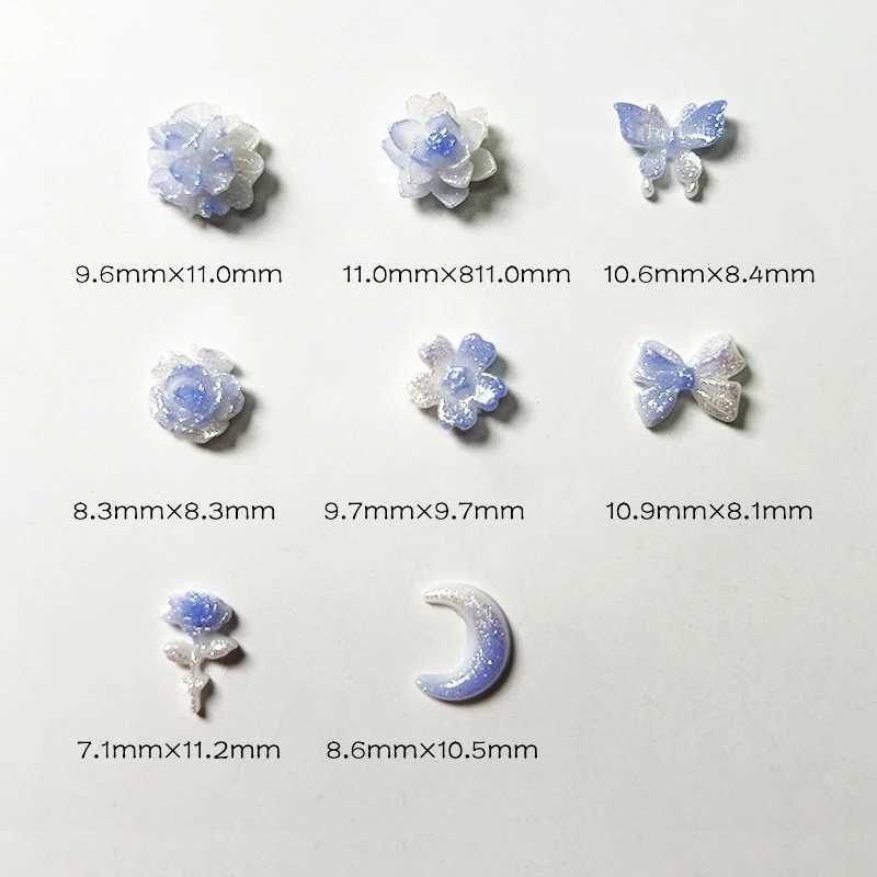 Mixed Aurora Luminous Rose Flowers 3D Nail Art Decoration Moon Star Heart Butterfly Kawaii Nail Charm DIY Ergonomic Accessories W240829