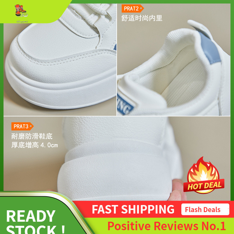 Ddmysports Spring Little White New Korean Edition Instagram Female Students Thick Sole Eightened Sports Board Shoes Leisure Street Shoot S OUTDOOR