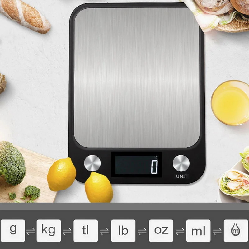 Kitchen Scale 15Kg/1g Weighing Food Coffee Balance Intelligent Electronic Digital Scale Stainless Steel Design for Cooking and Baking 240829