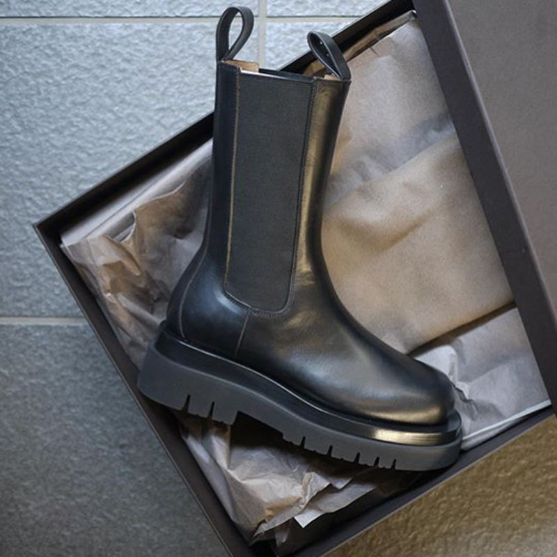 Autumn Boots Woman Winter 2024 Black Kawaii Cute Hot Korean Genuine Leather Chunky Half Booties In Women's Shoes New