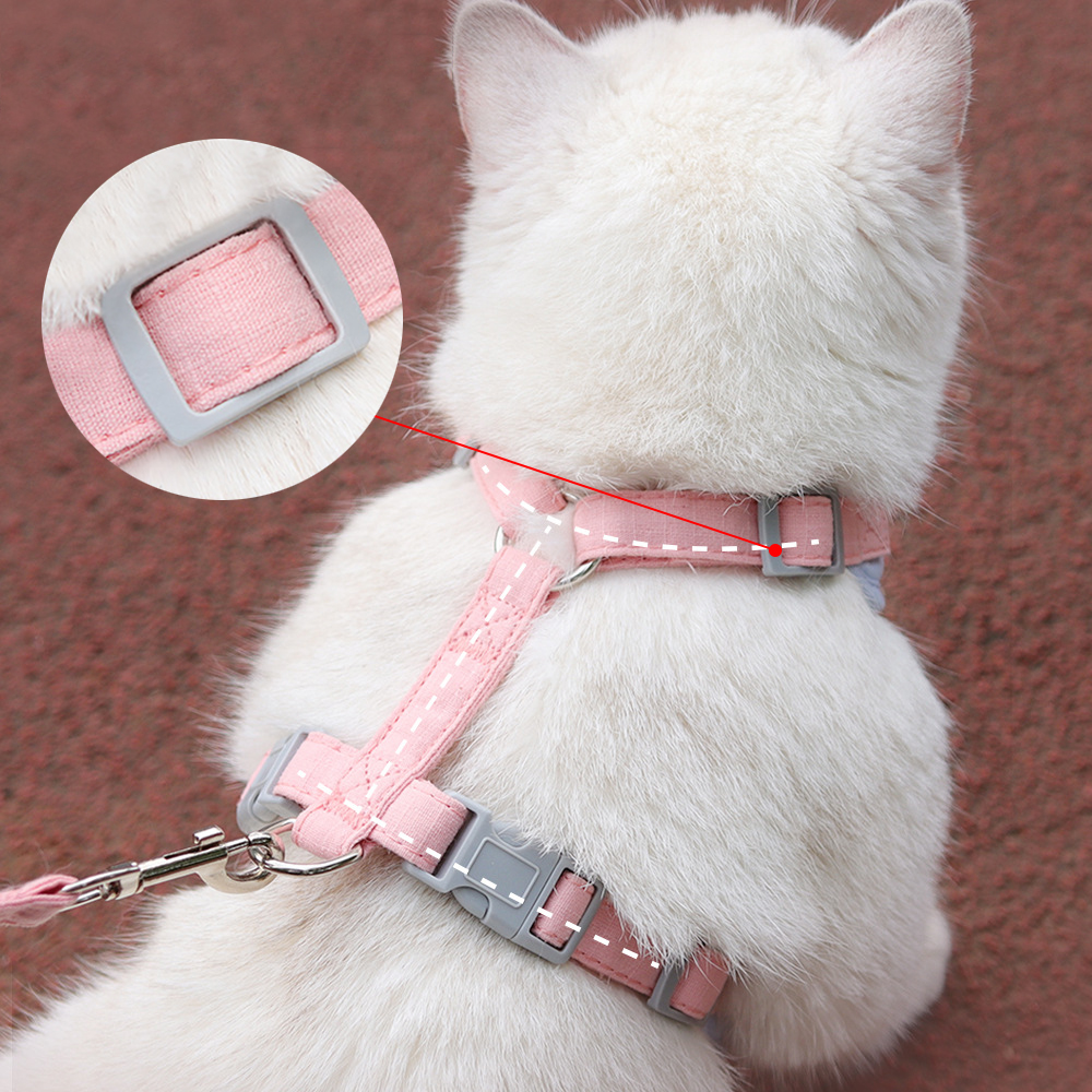 Cat Harness and Leash for Walking Escape Proof,Neck Release Adjustable Harness for Kitten Puppy Medium Large Cats Easy Control