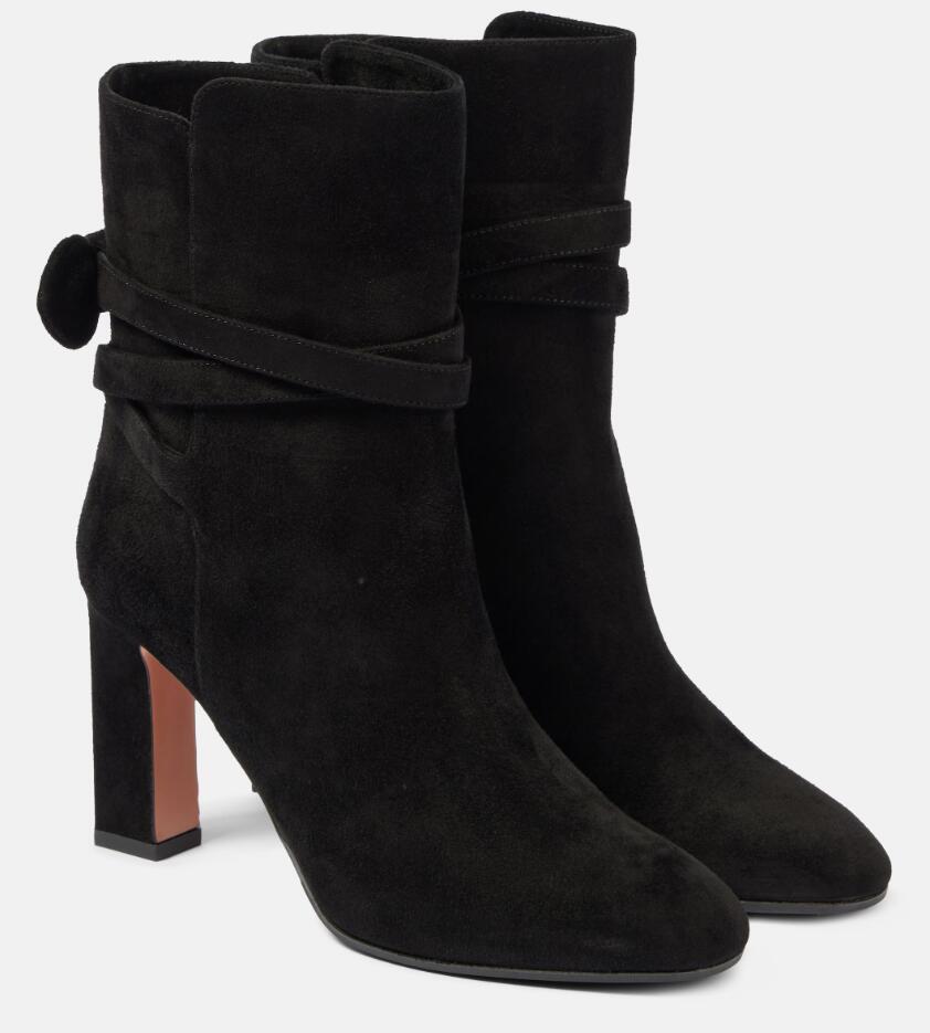 Famous Winter Brand Very Bow Tie Suede Ankle Boots Women Suede Leather Booties Party Wedding Dress Lady High Heels Fashion Booty EU35-43