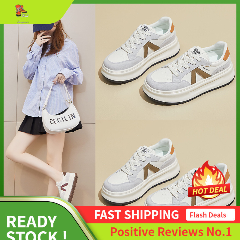Ddmysports Autumn White New Korean Edition Ins Female Students Thick Soled Eight Increasing Sports Board Shoes Casual Street Photography XY OUTDOOR