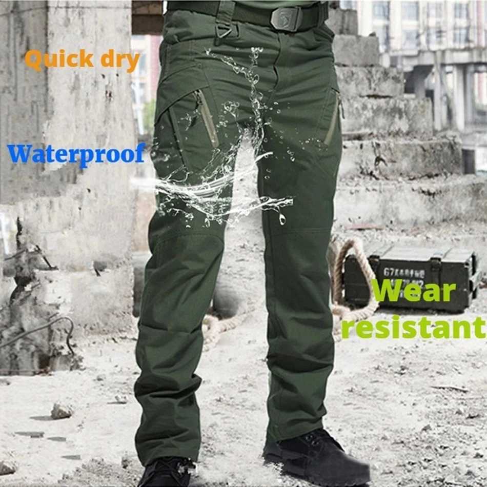 Mens waterproof cargo pants elastic multi pocket military mens Trouser outdoor jogging pants Plus size tactical pants W240829