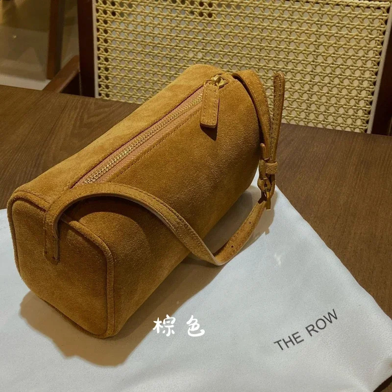 Trend Elegant Leather Pen Holder Bag Suede Leather Underarm Cowhide Small Square Soft Handbag 240830