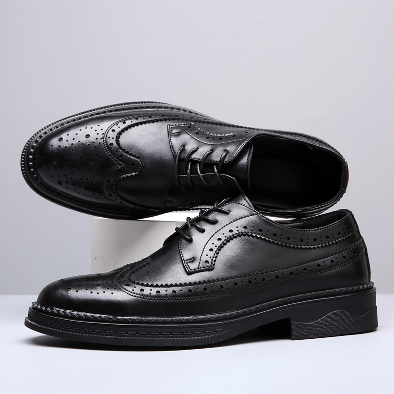 FUQIAO Fashion Print Leather Shoes Men Formal Dress Shoes British Gentleman Brogue Shoes Slip-On Men Oxfords Shoes