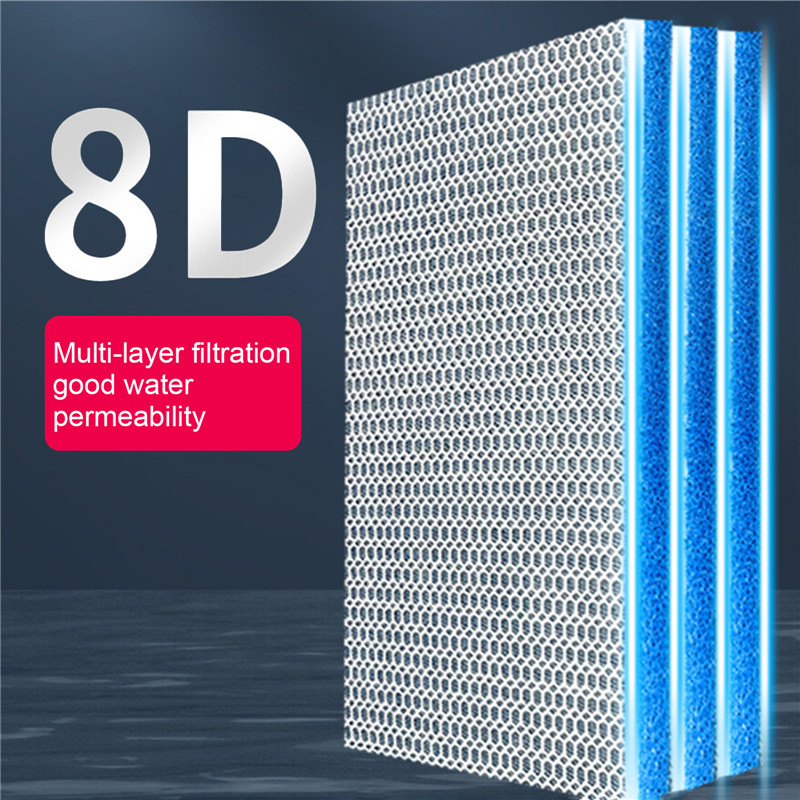 Aquarium 8D Sponge Filter Cotton Denitrifier Accessories Reusable Fish Tank Pond Foam Agent Improved 8 Layer Non Gel Filter Pad