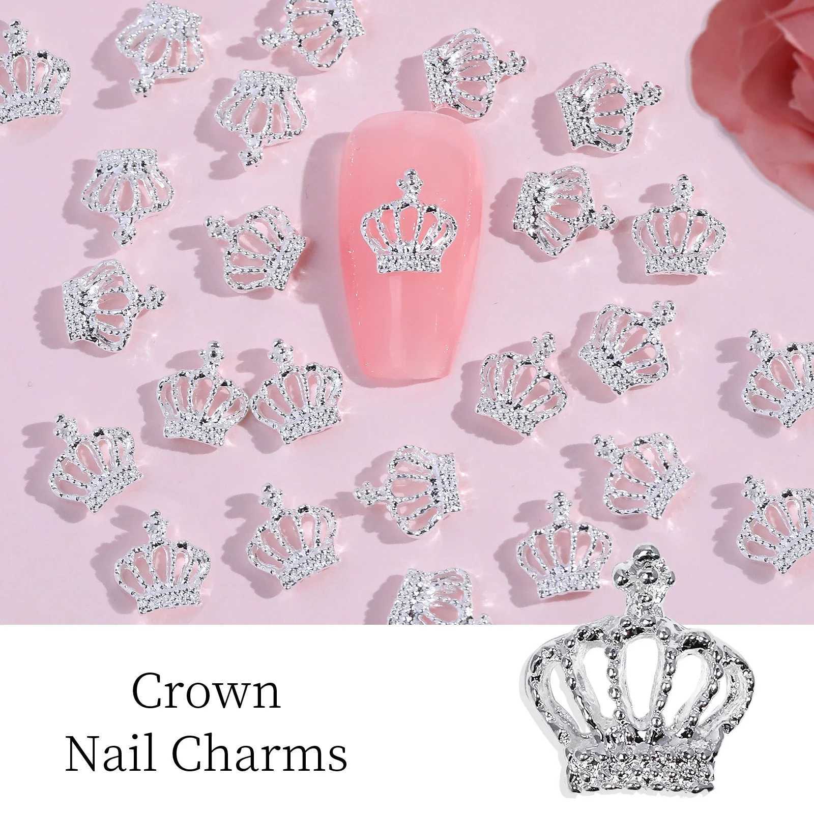 20 Crown Design Nail Charm with Rhinestone Nail Art Accessories DIY Nail Art Supplies Suitable for Women and Girls to Decorate W240829