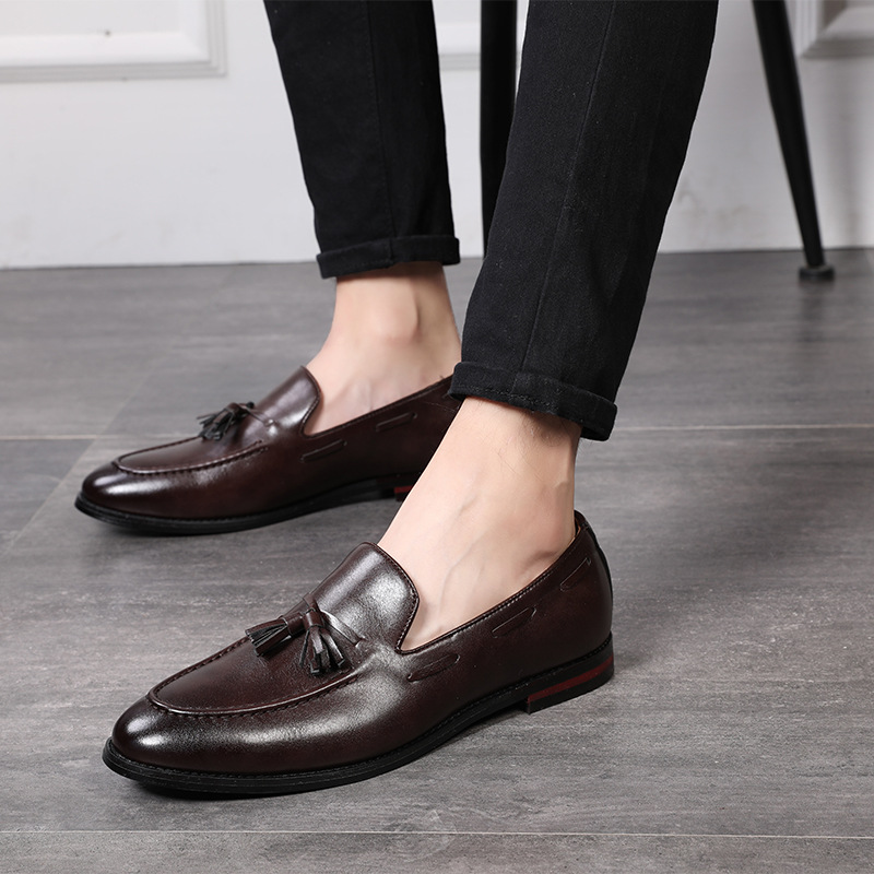 Men's Casual Leather Shoes Mens Driving Loafers Light Moccasins Men Trendy Tassels Party Wedding Flats EUR Sizes 38-48