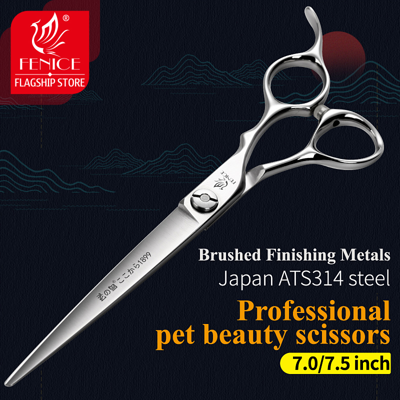 Fenice 7/7.5 inch ATS314 steel dog grooming scissors for pet cutting scissors dog scissors grooming shears tesoura tijeras