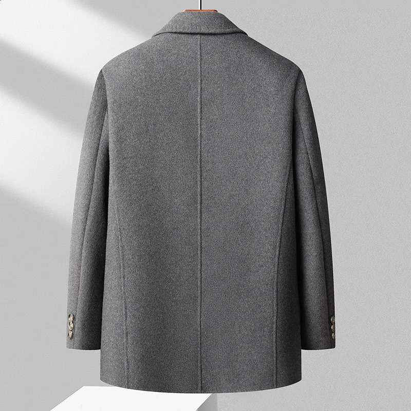 Late autumn winter detachable goose down lining wool coat mens business casual wool coat medium to long windproof jacket 240829