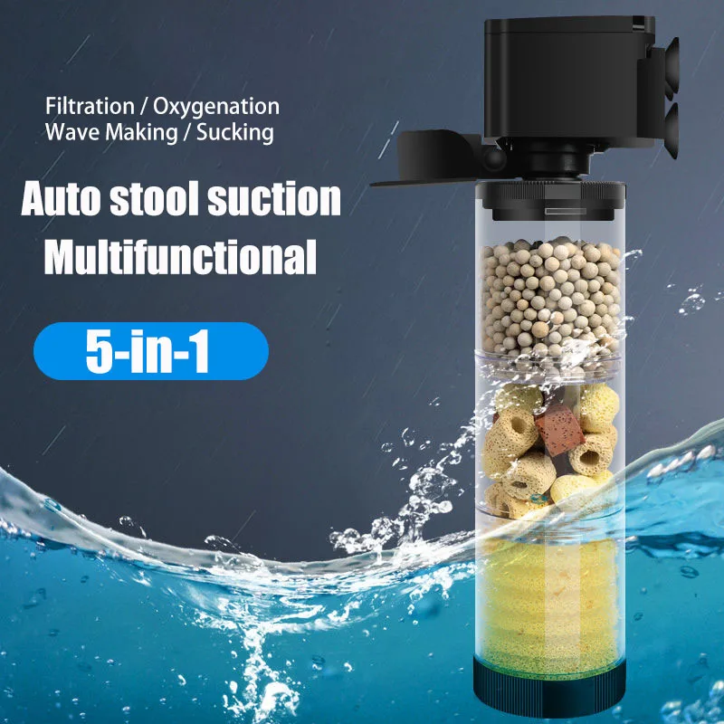 220V 50Hz Silent Filter for Aquarium Turtle Fish Tank Submersible Water Pump Bio Sponge Skimmer Waves Maker Filters Accessories