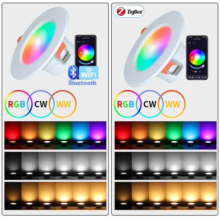 15W ZigBee Smart Ceiling Light RGB Tuya WiFi Bluetooth LED Downlights Recessed Spotlight Alexa Lamp Control Google HomeLX241114
