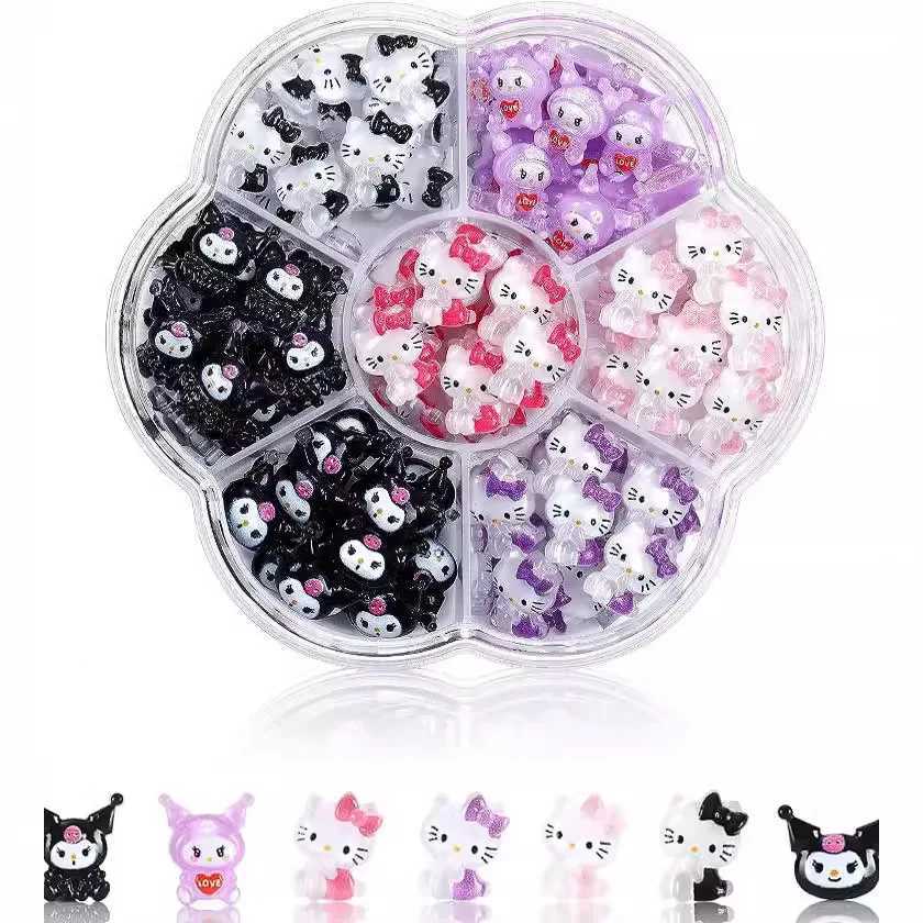 240Pcs/70Pcs nail art decoration Kawaii cartoon gemstone amulet for ergonomic DIY nail rhinestone gift nail decoration amulet W240829