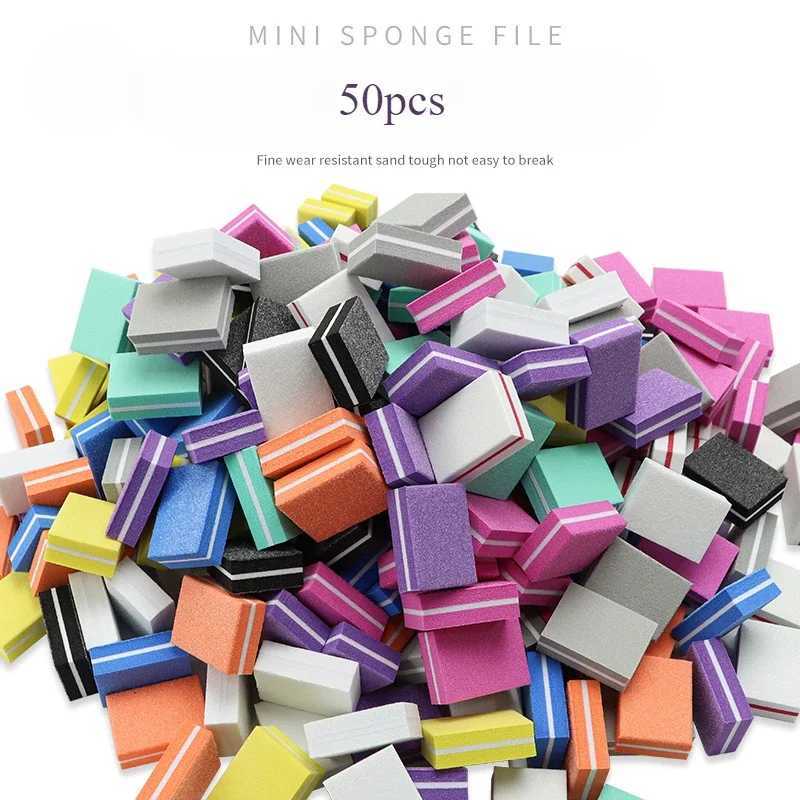 50Pc professional mini nail art buffer 100/180 sandpaper manual care file sanding polishing nail file grinding equipment tools W240829
