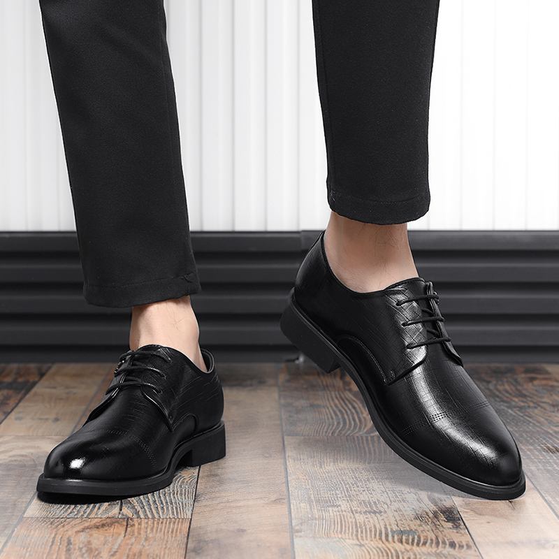 Flat / 5CM Leather Men Formal Elevator Shoes British Business Dress Shoes Height Increase Lift Shoes Invisible Taller Shoes